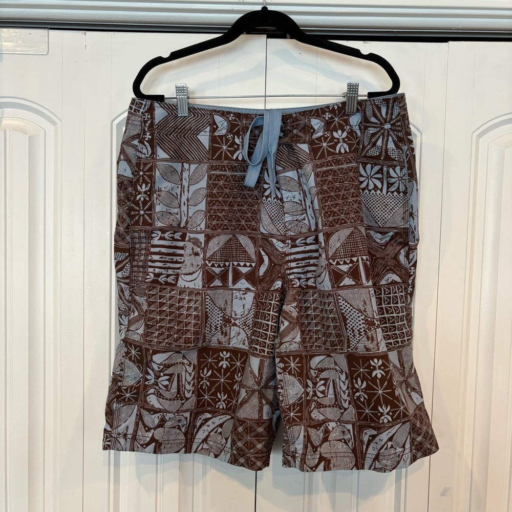 Reyn Spooner Blue And Brown Swim Trunks Size 34